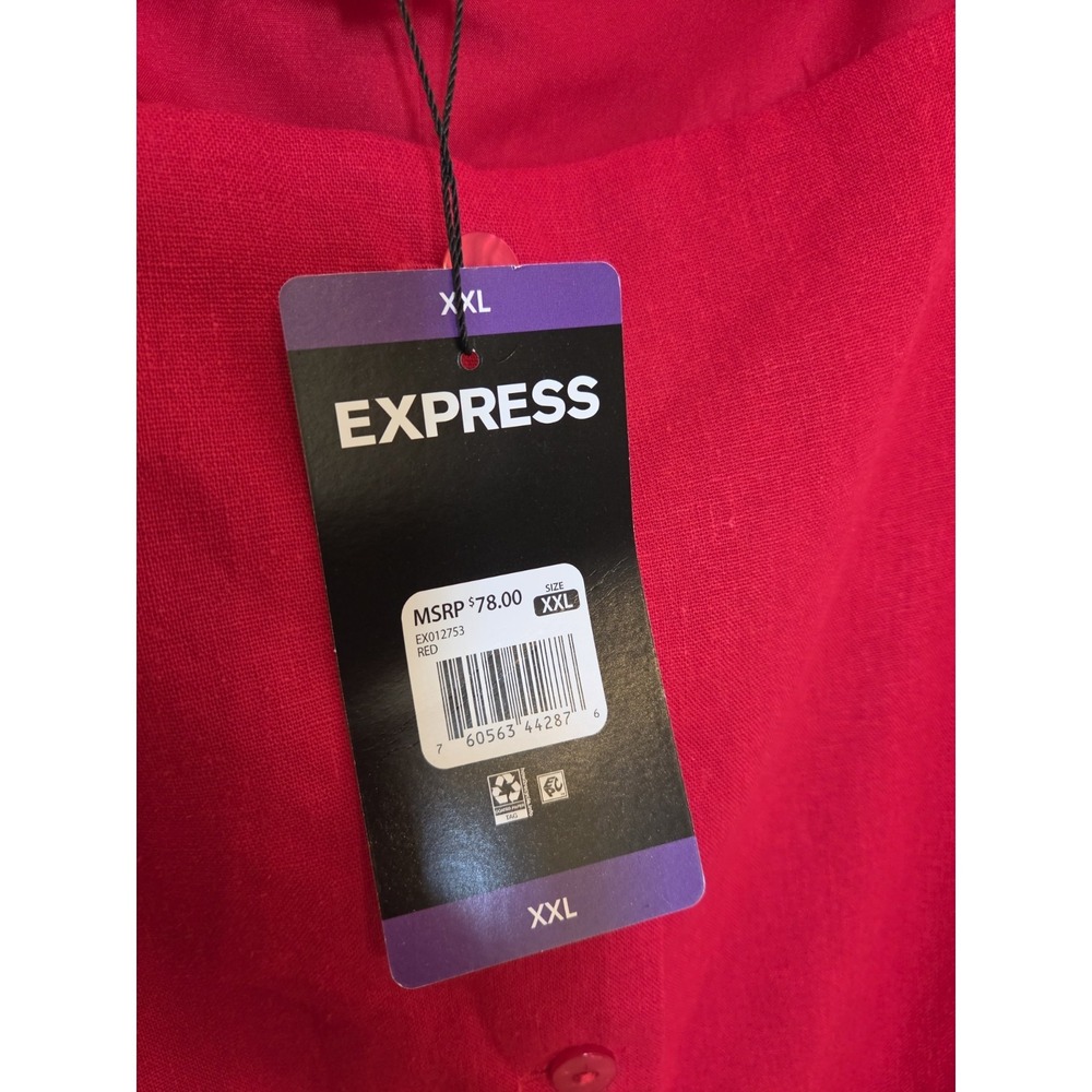 Express Linen Blend Tank Top Vest Lined Red 2X Classic Chic Colorful NWT Boho - Picture 4 of 10